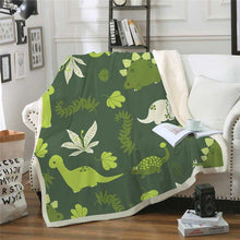 Load image into Gallery viewer, Cartoon Dinosaurs Throw Blanket