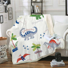 Load image into Gallery viewer, Cartoon Dinosaurs Throw Blanket