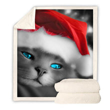 Load image into Gallery viewer, Christmas Blanket | Christmas Gray Cat Fleece Throw Blanket for Adult and Kids