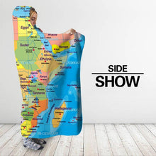 Load image into Gallery viewer, Map of The World Hooded Blanket
