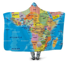 Load image into Gallery viewer, Map of The World Hooded Blanket