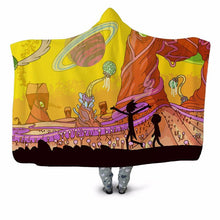 Load image into Gallery viewer, Rick and Morty Hooded Blanket |  Rick and Morty Fleece Cartoon Hooded Blanket  for Adults Kids