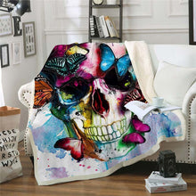 Load image into Gallery viewer, Skull Butterfly Throw Blanket for Adult Kids 3D Printed Skull Fleece Blanket