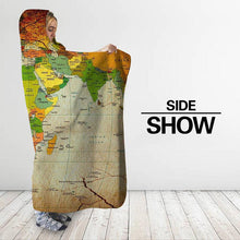 Load image into Gallery viewer, World Map Hooded Blanket World Map Fleece Blanket for Adult Kids