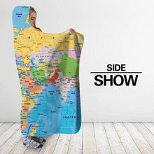 Load image into Gallery viewer, World-Map-Hooded-Blanket