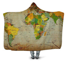 Load image into Gallery viewer, World Map Hooded Blanket World Map Fleece Blanket for Adult Kids