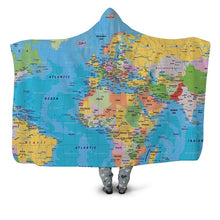 Load image into Gallery viewer, World-Map-Hooded-Blanket