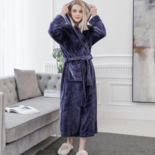 Load image into Gallery viewer, Blue Plush Soft Warm Couple Fleece Robe with Hood for Women &amp; Men