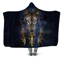 Load image into Gallery viewer, Wolf hooded blanket